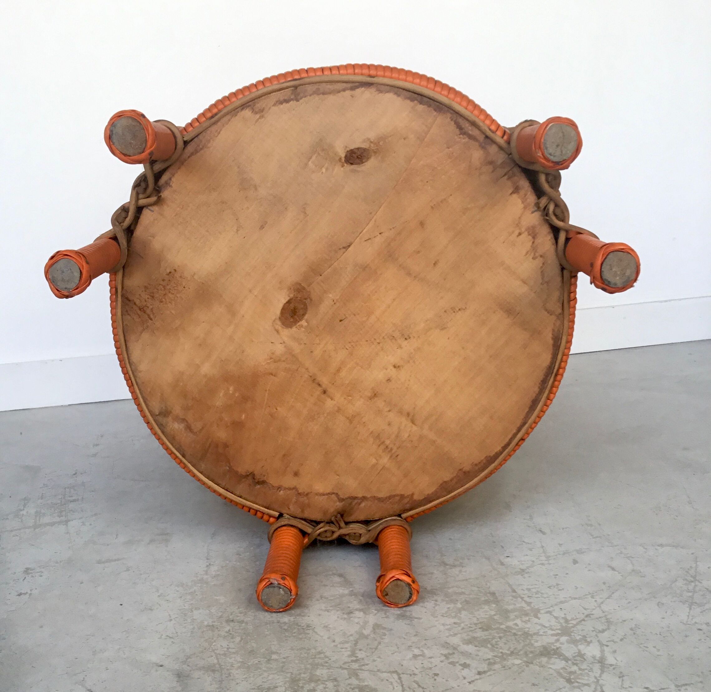 Rattan tripod sewing basket 1960