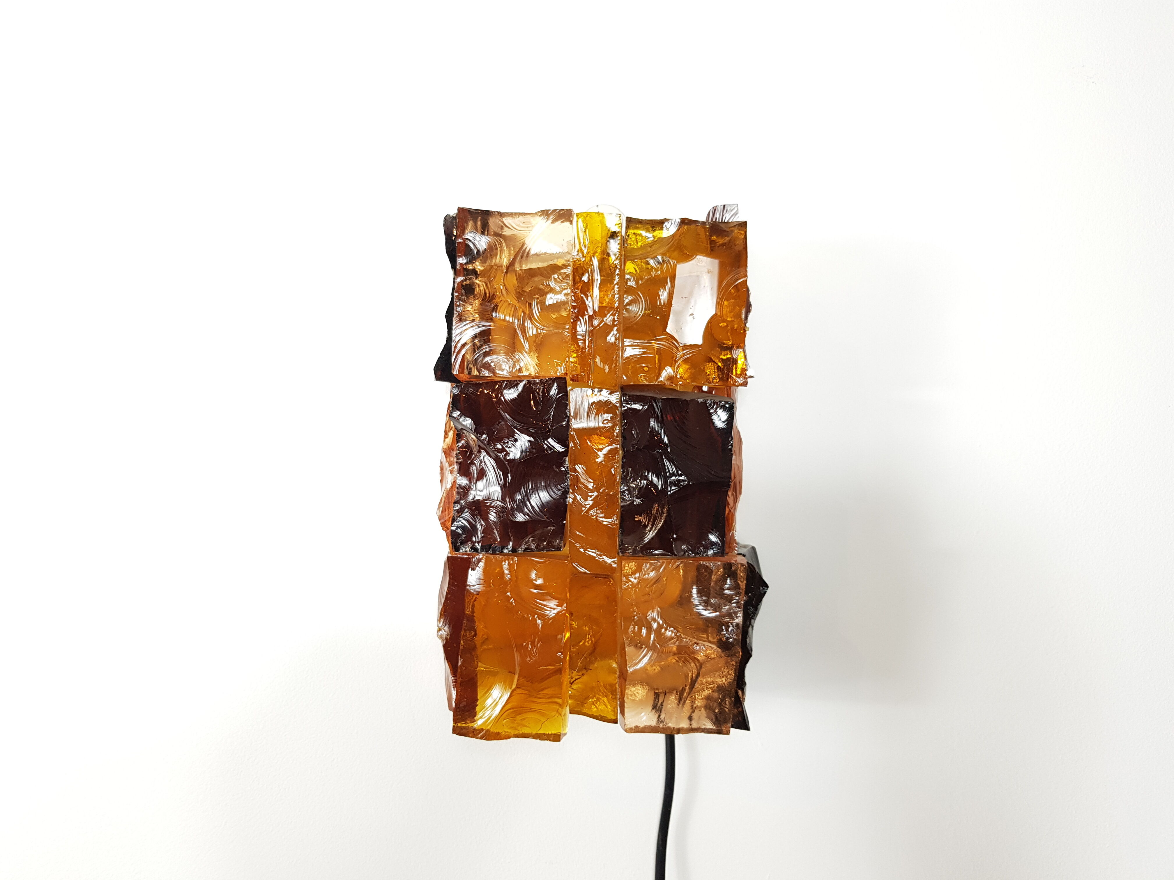 Pair of brutalist wall light in cut glass by Jean Simon Labret