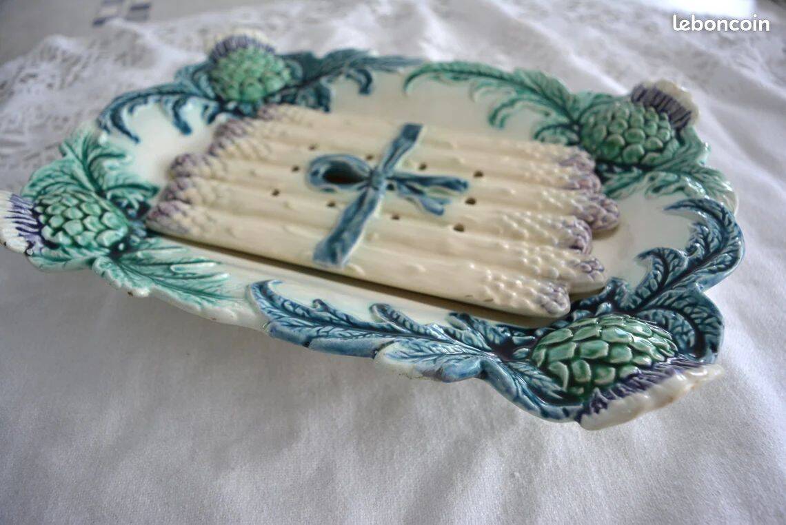 Very old asparagus barbotine tray