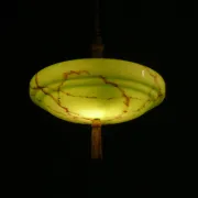 Art Deco pendant light with coiled rod, marbled effect, metal and brass pendant - 1930s