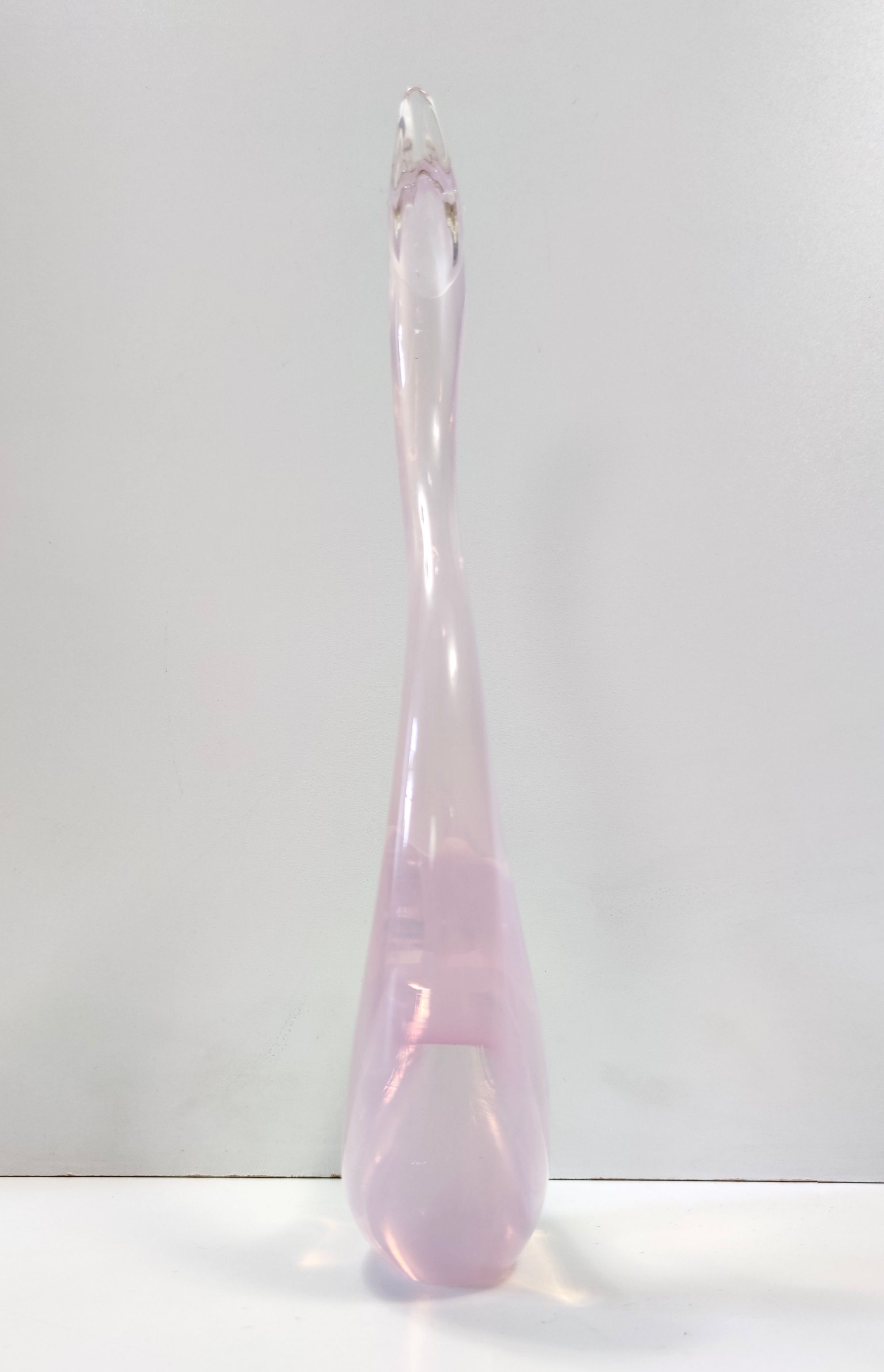 Pink Sommerso Murano glass swan by Elio Raffaeli, Italy