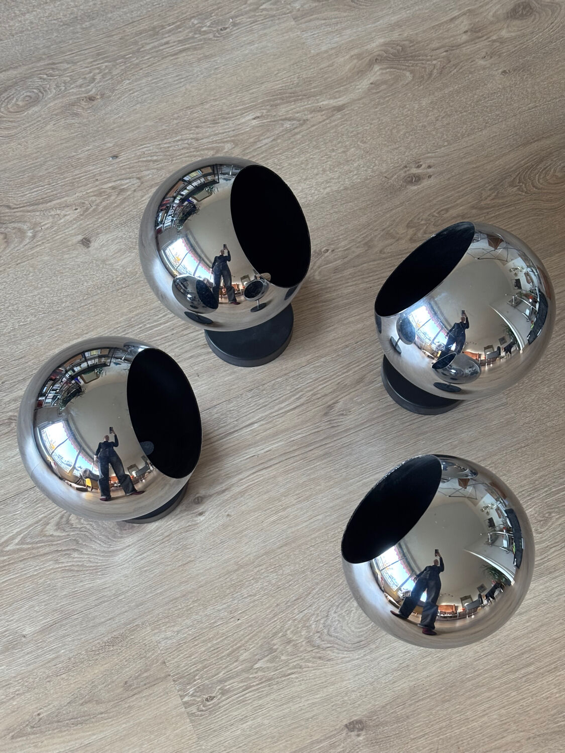 Space Age chrome wall lights, Germany 1970