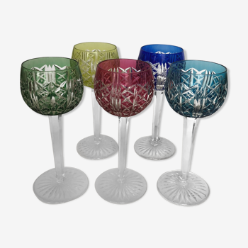 Set of five wine glasses from the Rhine of Saint Louis