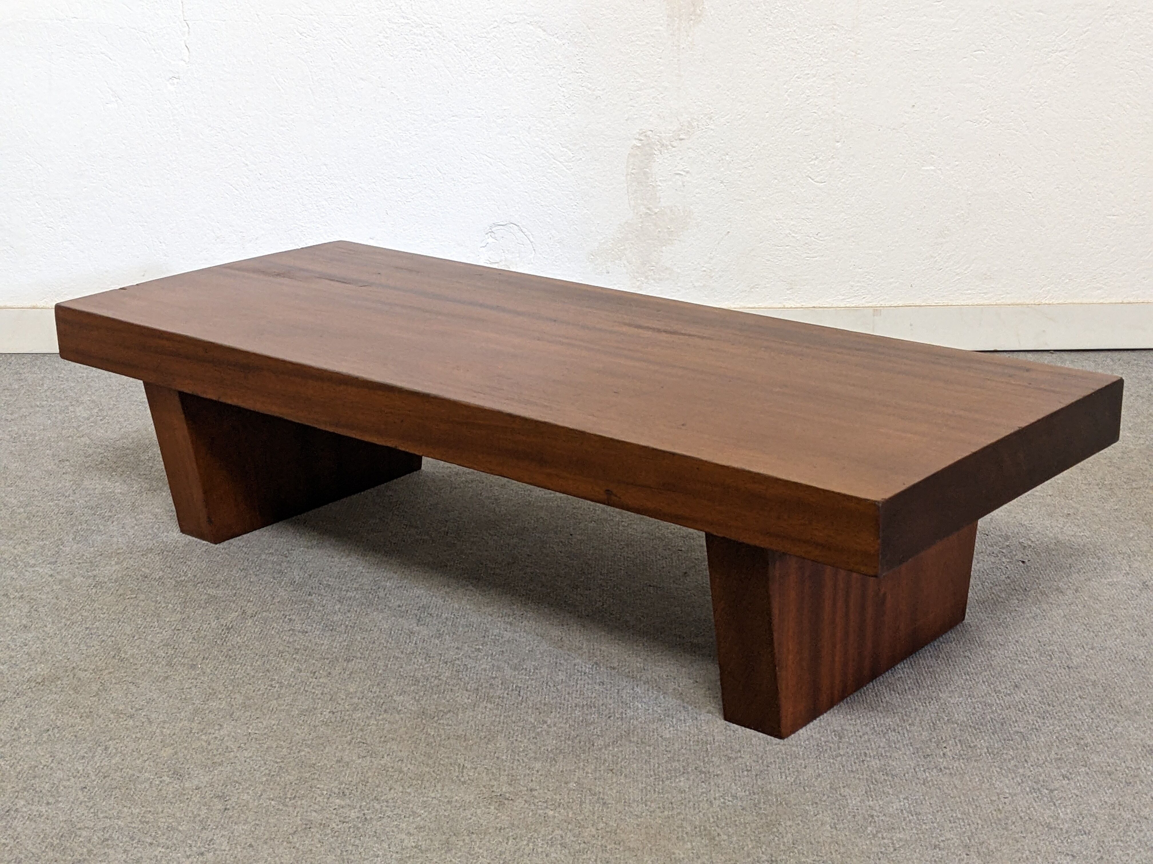Brutalist coffee table in solid teak from the 60s/70s