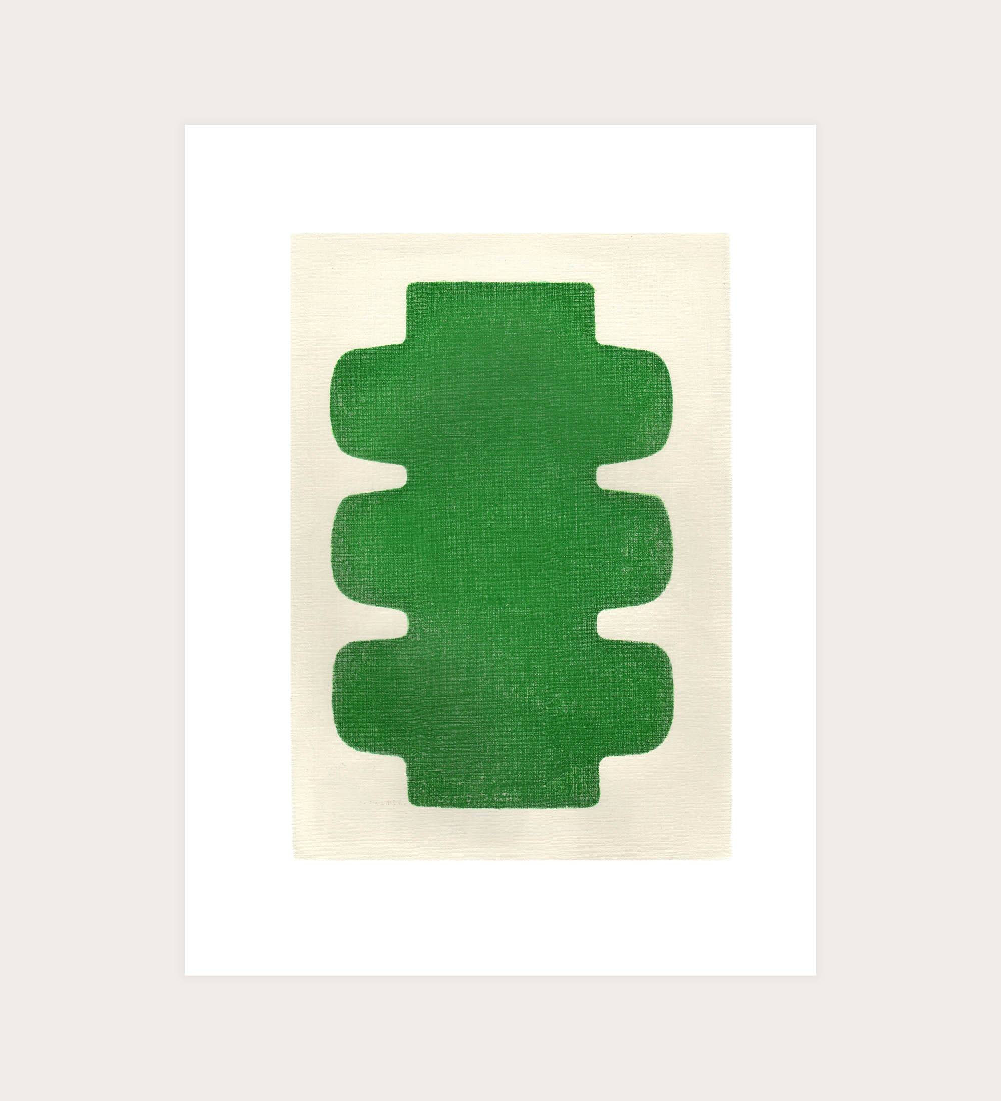 Abstract painting on paper - 30x40 - NUX green - signed Eawy