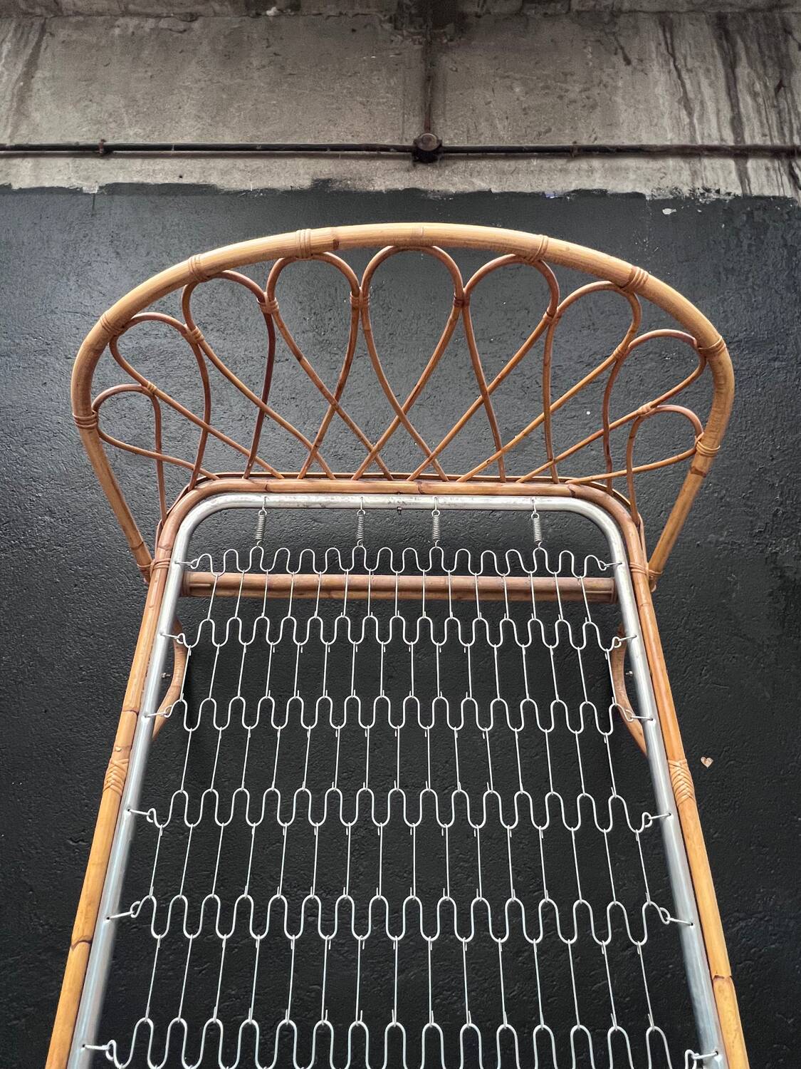 Vintage rattan basket bed