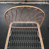 Vintage rattan basket bed