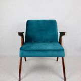 Fauteuil Bunny Vert Pétrole attribué à Józef Chierowski, 1970
