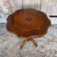 Guéridon Ancien Table Appoint Tripode Bois +  Plateau Marqueterie Vint