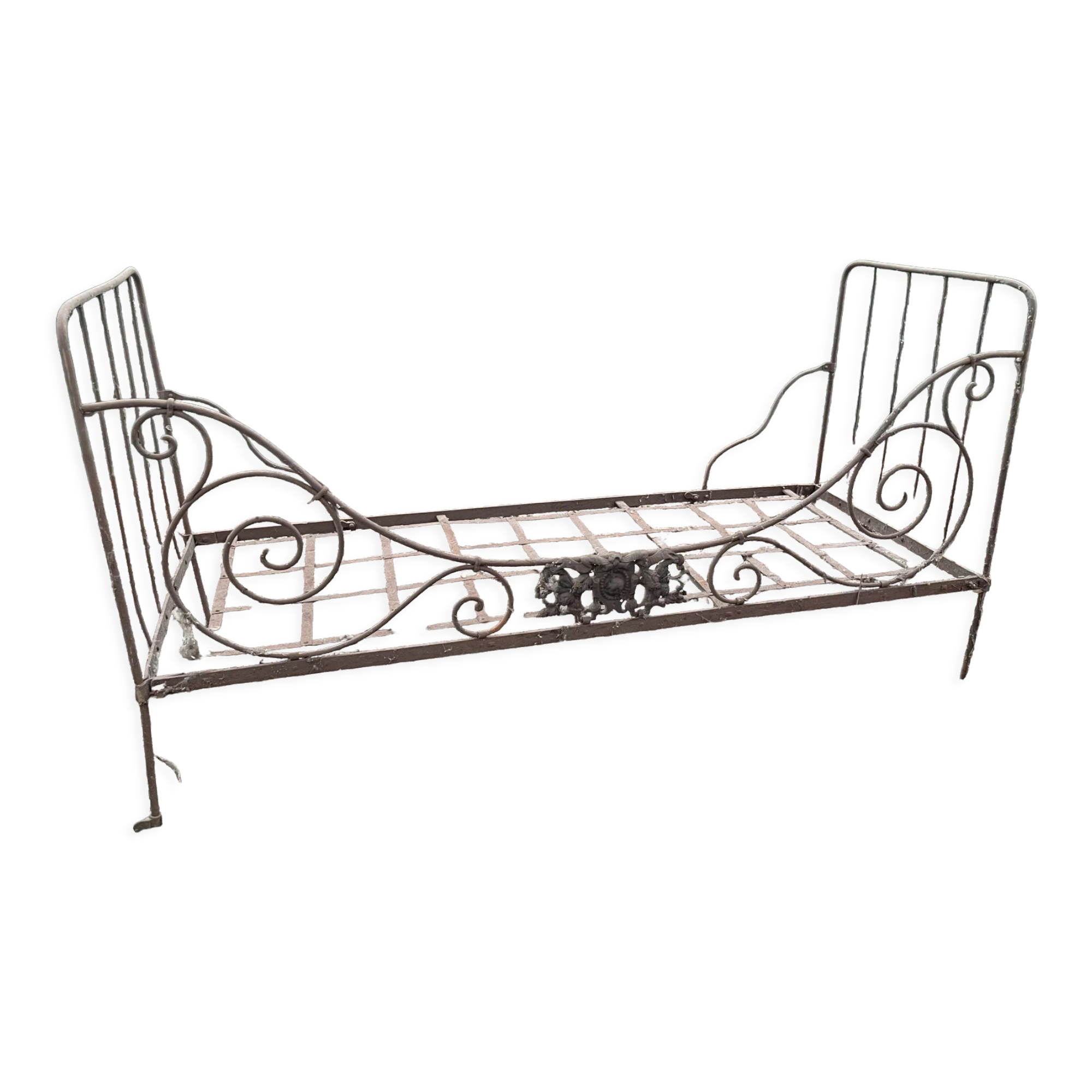 Folding wrought iron bed 1900