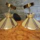 Pair of vintage wall lights in pale yellow granite glass