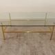 Coffee table glass and gold metal 80s