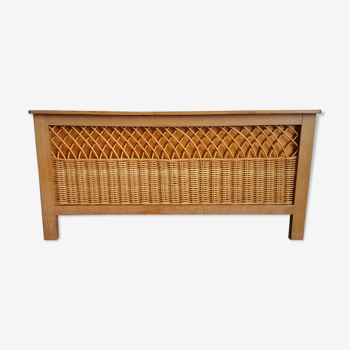 Vintage wooden and rattan box