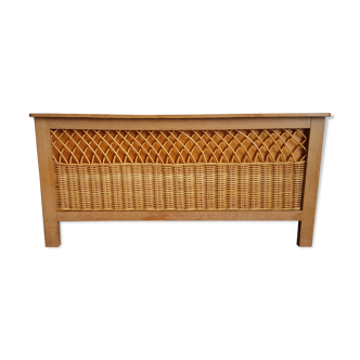 Coffre vintage bois et rotin