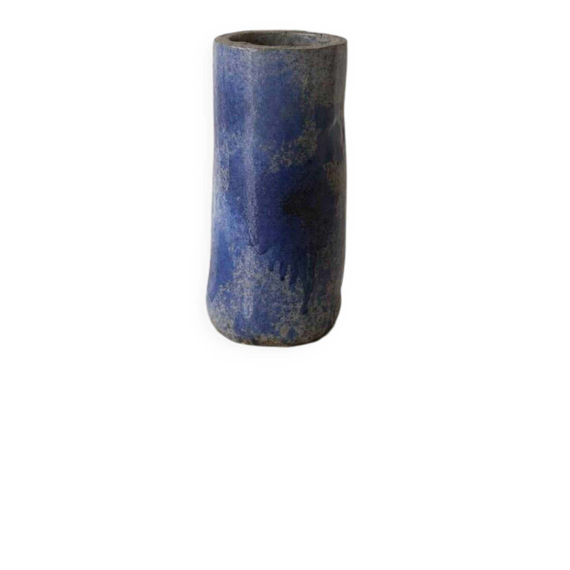 Vintage Natural Scandinavian Modern Blue Clay Ceramic Vase, 1960s