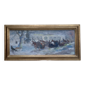 Painting Russian school Oil on canvas / cardboard signed framed dimensions: height -33cm - width -69cm