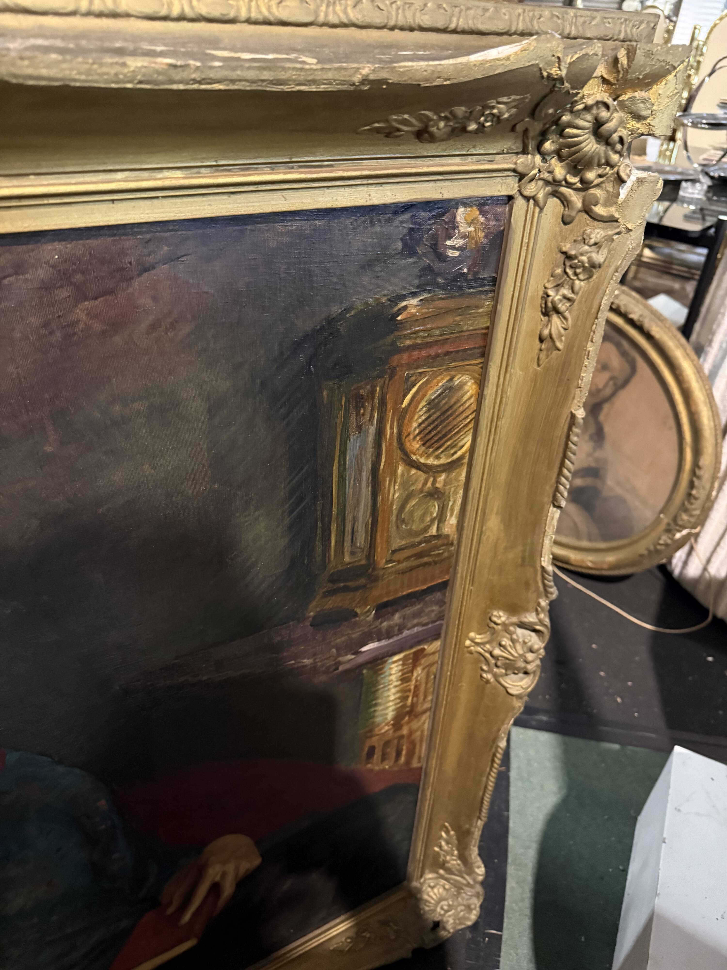 Oil painting portrait on canvas from the 19th century.