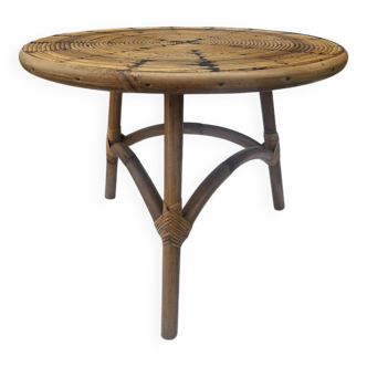 Table basse en rotin années 60