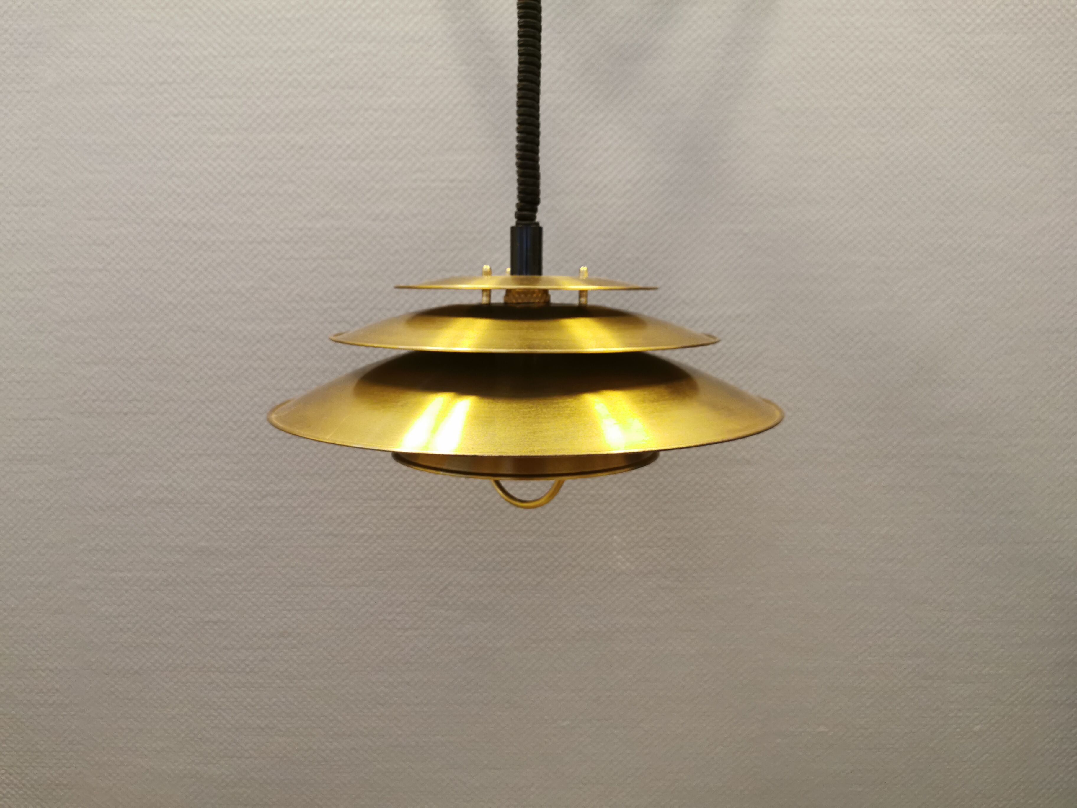 Danish hanging lamp in solid brass from the 1970s.