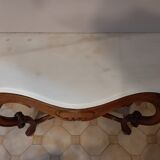 Wooden and white marble console