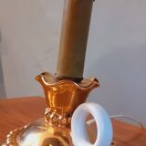 Art deco lamp earthenware malicorne golden 30s in the shape of hand candlestick