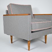 Mid-century original armchair Cube, 1970s,  restored, pied de poule