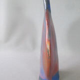 Lrge flat iridescent sandstone vase signed