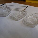 Aperitif serving tray with 3 glass ramekins