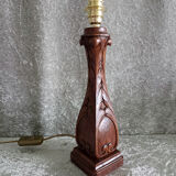 Wooden foot lamp with conical shade