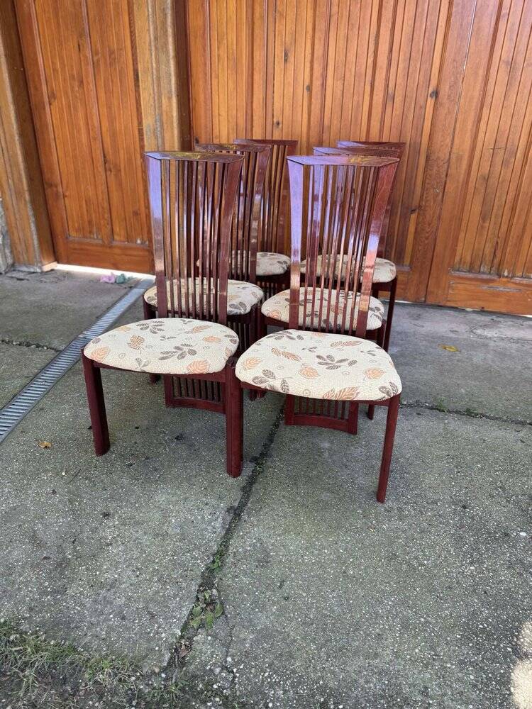 Lacquer and fabric dining chairs by Pietro Costantini, 1980, set of 6