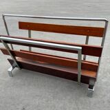 Vintage magazine rack from  rosewood and chrome design