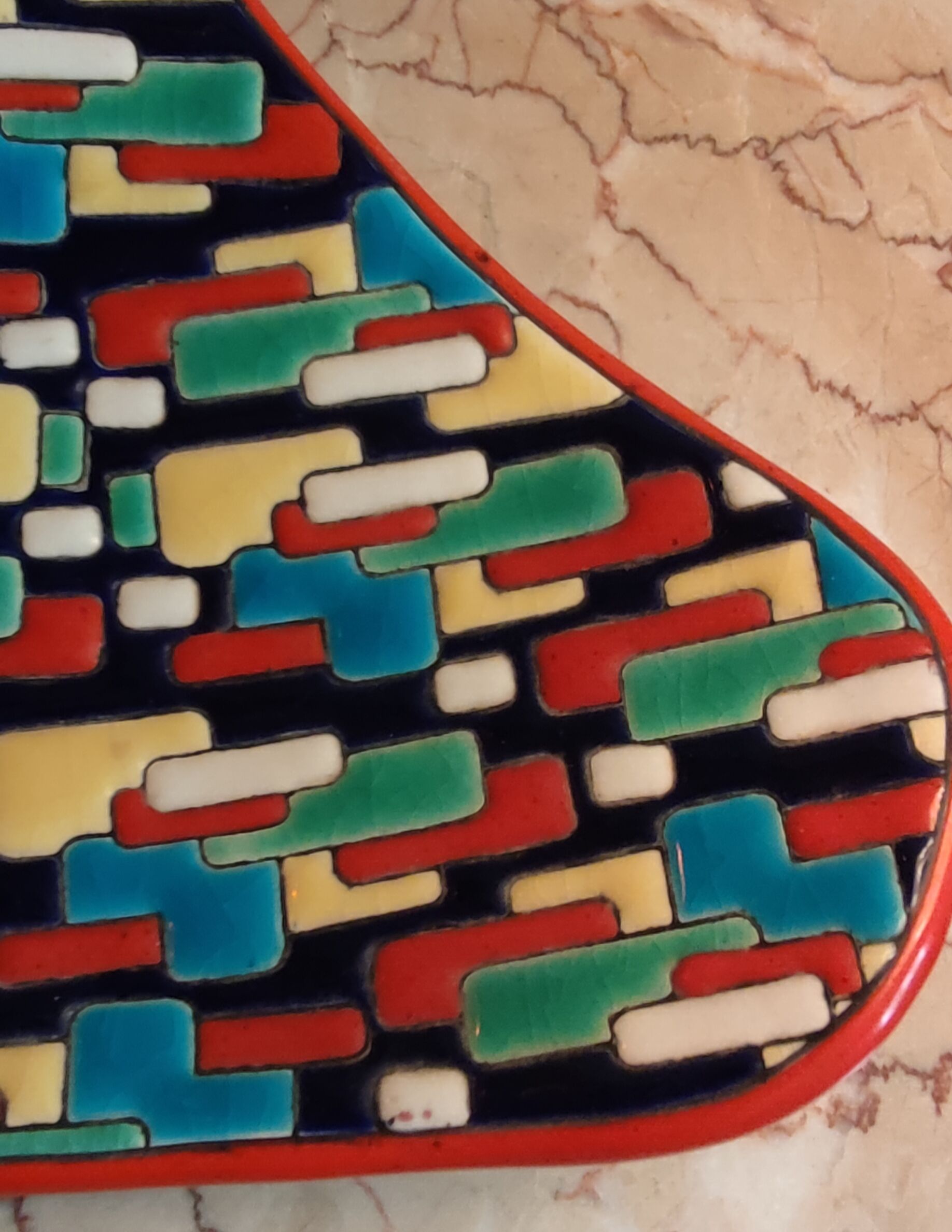 Old empty pocket Longwy mosaic model decoration by Maurice-Paul Chevallier