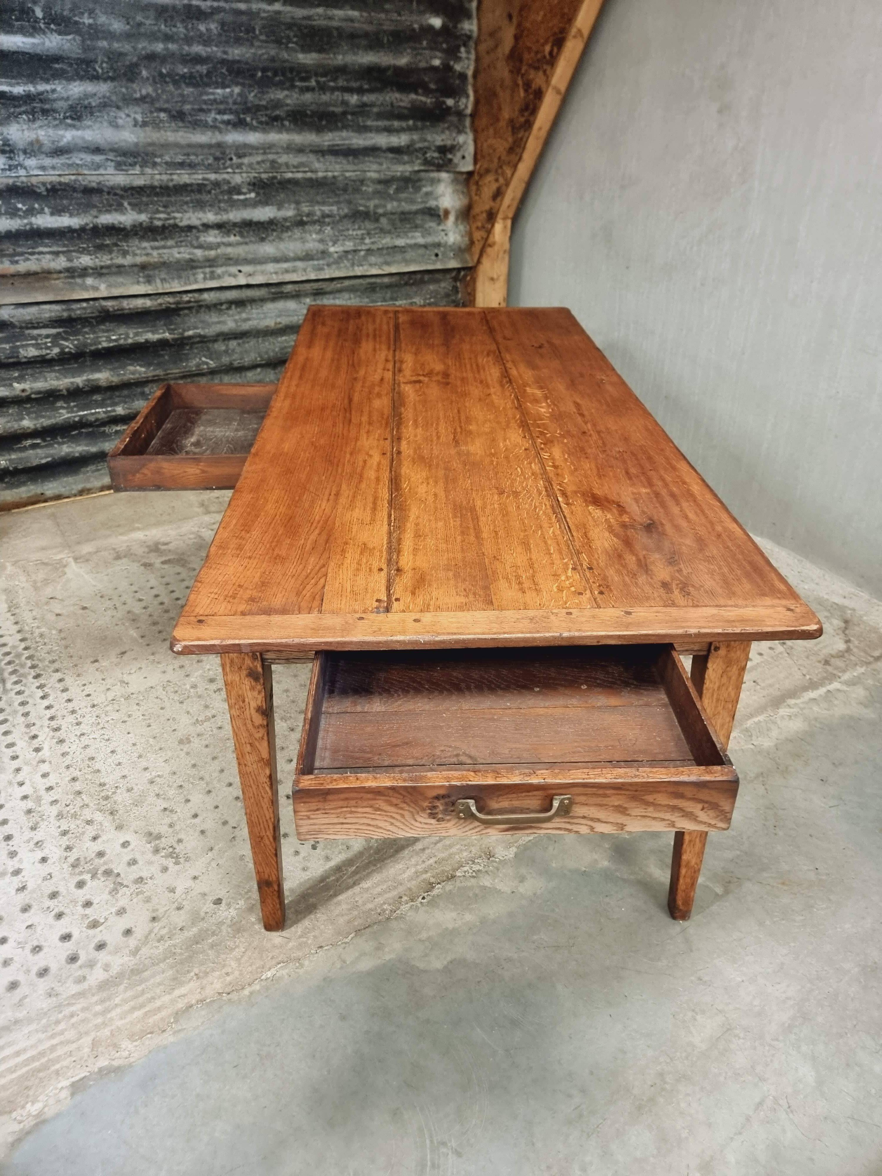 Antique dining table, rural oak table 90 x 200 cm