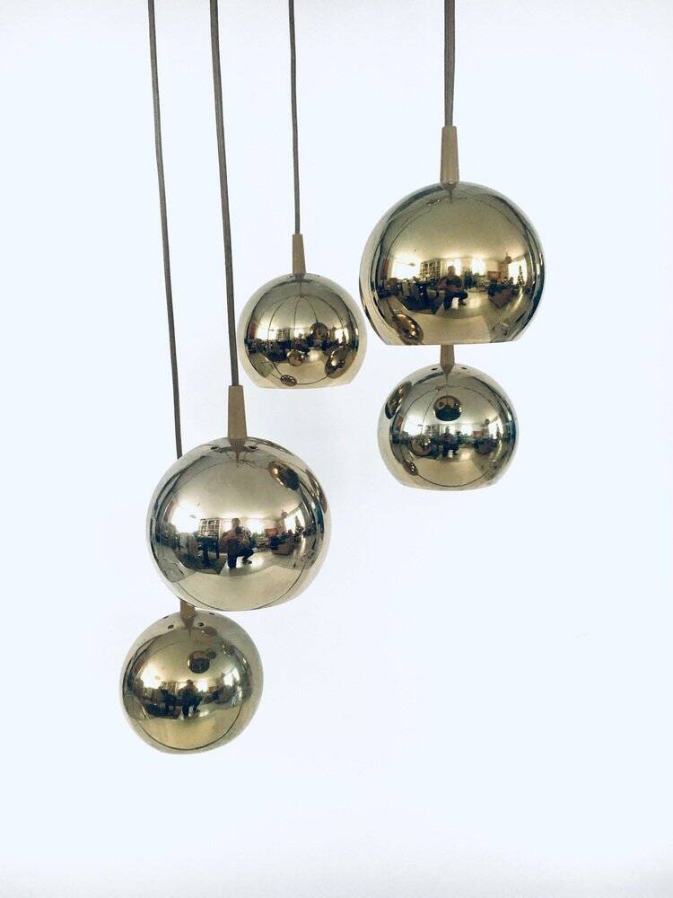 Golden Cascade 5-Ball Ceiling Lamp, Italy, 1980s