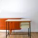 Formica, beech and black metal desk, Modernist Design, 1960
