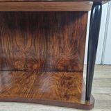 Art Decò dressing table in briar with large mirror and pink glass
