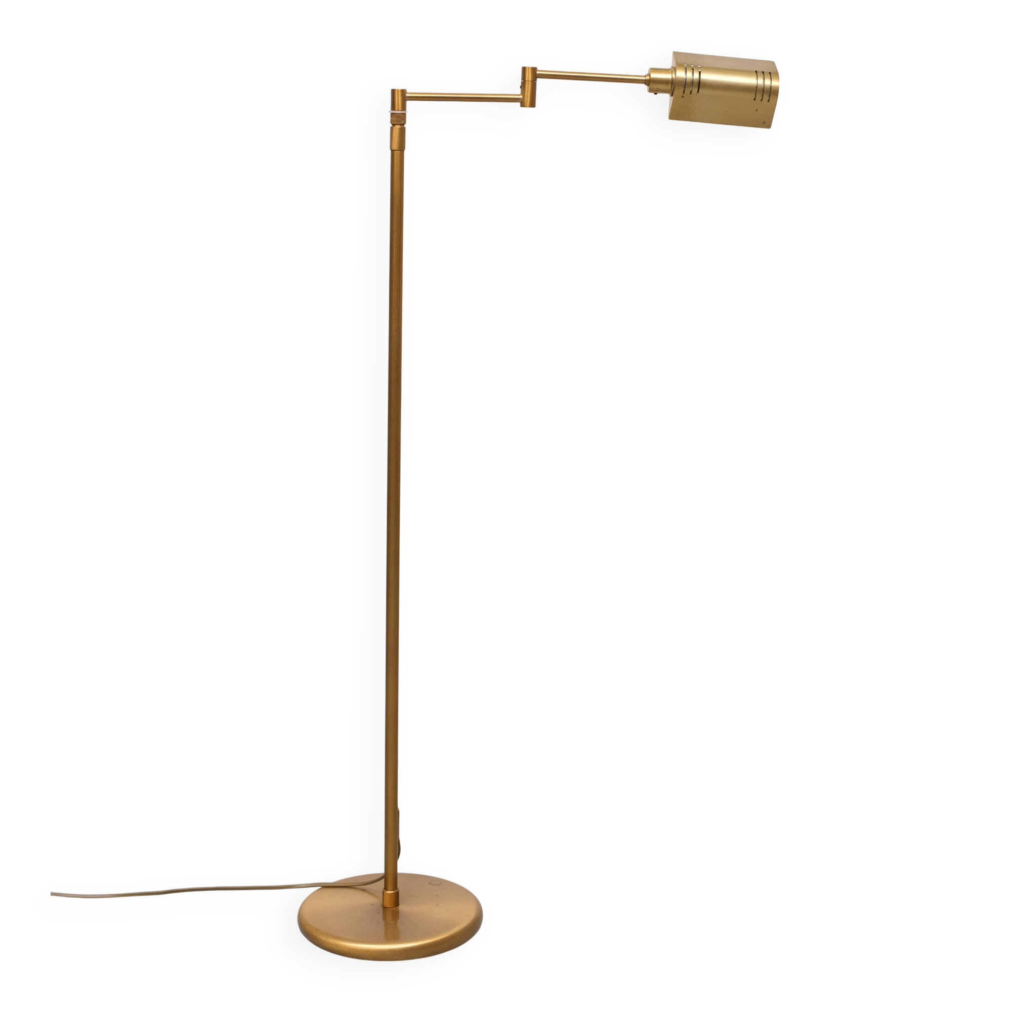 Lampe de sol à bras articulé en laiton Holtkoetter des années 1980, Allemagne