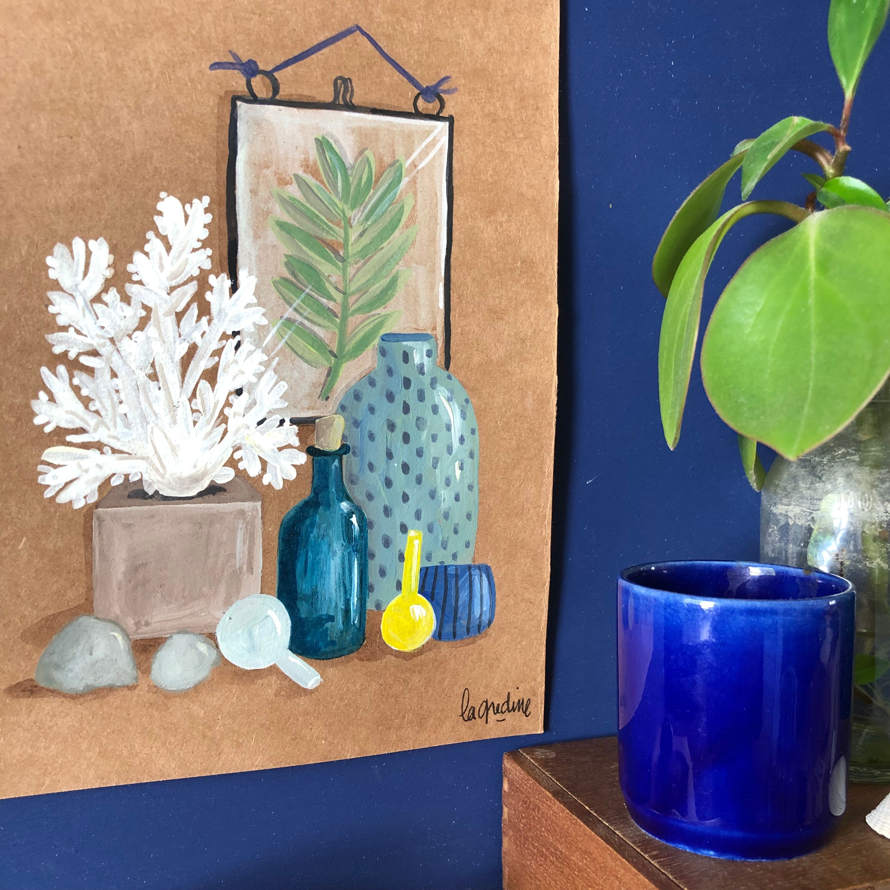 Original A5 painting on ceramics and curiosities paper by Coeur de voyou