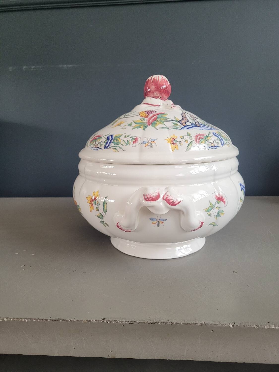 Sarreguemines glazed earthenware soup tureen, Rouen model - dishwasher safe