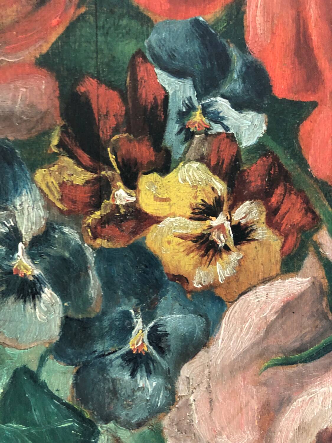 Tableau huile sur panneau bouquet début XXeme.