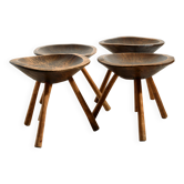 Tabouret de traite artisanal, lot de 4