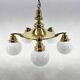 Large Art Deco Bras Chandelier, Restored