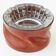 Vintage 1970 round ashtray in leather & glass