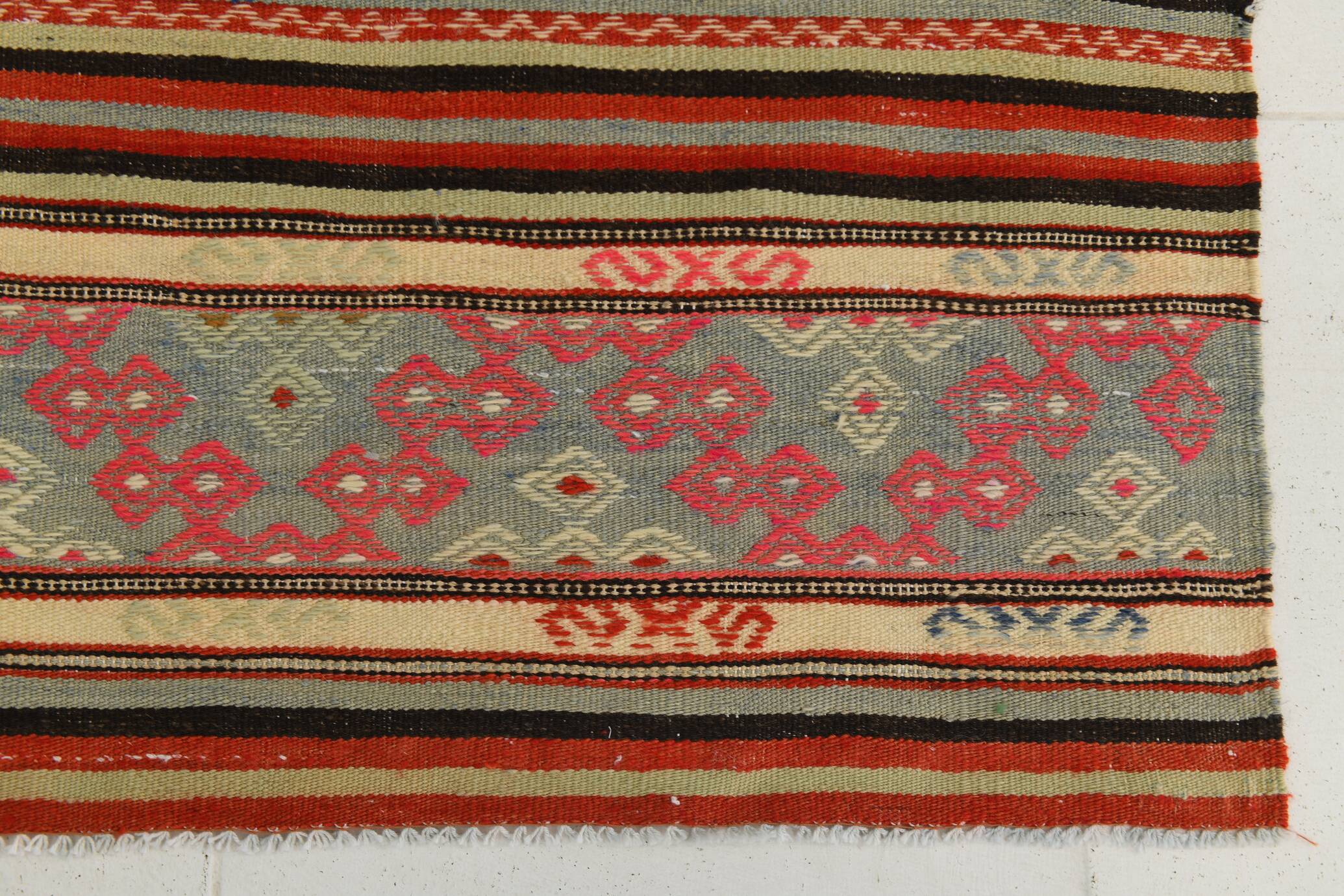 Red & Orange Mid Century Modern Kilim Rug, 174x267Cm