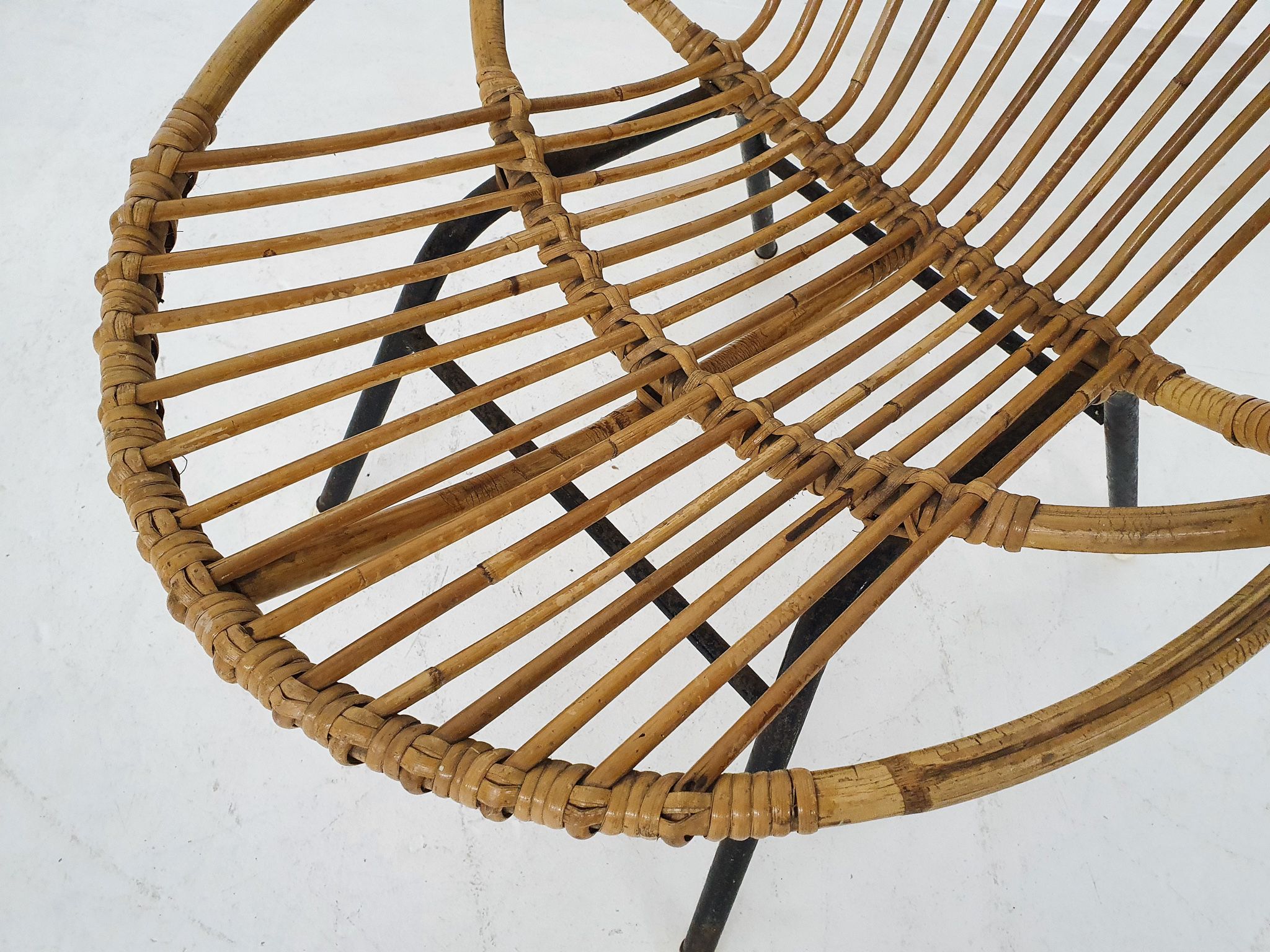 Rattan and metal armchair Rohe Noordwolde, Netherlands 1950s