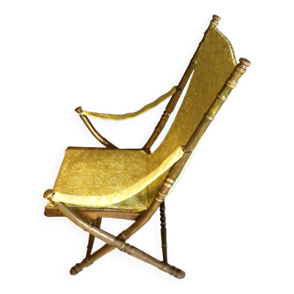 Fauteuil bois doré pliant Napoléon III