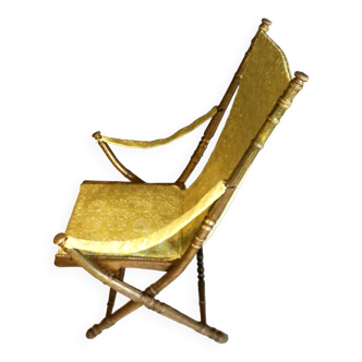Napoleon III folding gilded wood armchair