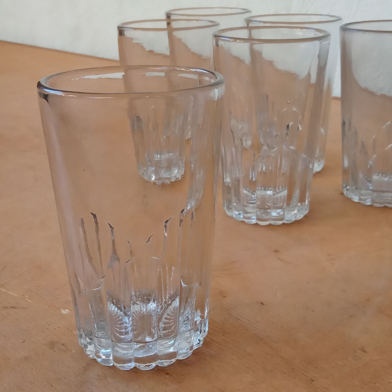 Set of six old bistro glasses