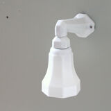 Applique murale col de cygne porcelaine céramique tulipe verre opaline blanche