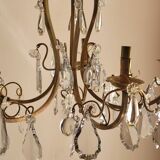 Lustre ancien en laiton et cristal